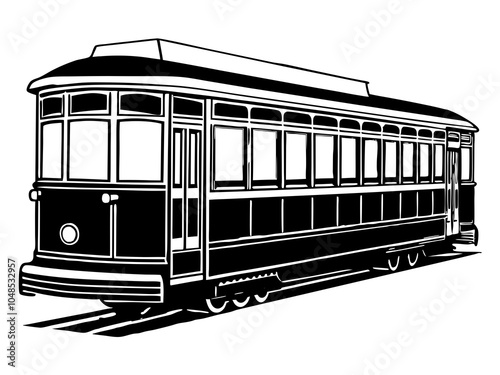 Classic Streetcar (Trolley) silhouette vector on a white background