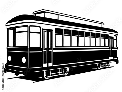 Classic Streetcar (Trolley) silhouette vector on a white background