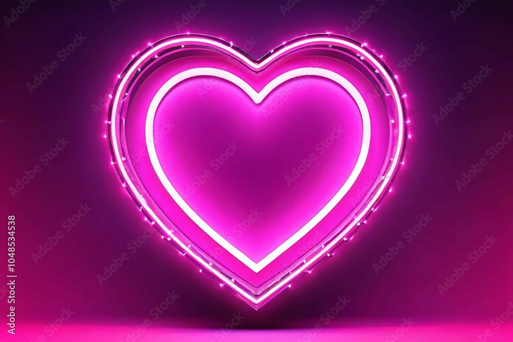 abstract Neon frame in heart form with shining effects on pink background abstract Neon frame in heart form with shining effects on pink background