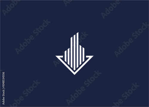 letter v with building logo icon design vector design template inspiration