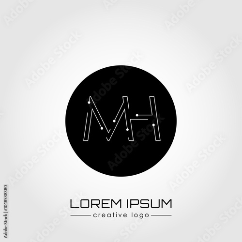 The creative logo is the letter M and H. A design element of a logo, business card, corporate sign or monogram. The idea of a thematic design