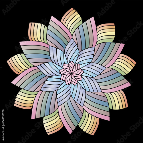 Colorful mandala pattern. Symmetrical ornament in Tantric yoga of Buddhism and Hinduism. A design element for a creative idea