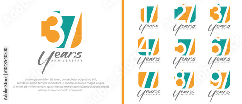 anniversary logo set. vector design orange and green color can be use for celebration moment