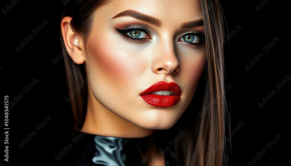 Stunning Close-Up Portrait of a Model with Dramatic Makeup Stunning Close-Up Portrait of a Model with Dramatic Makeup