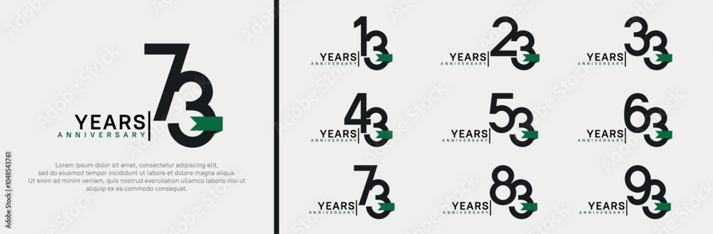 Obraz premium anniversary logo set. vector design black color and green ribbon can be use for celebration event
