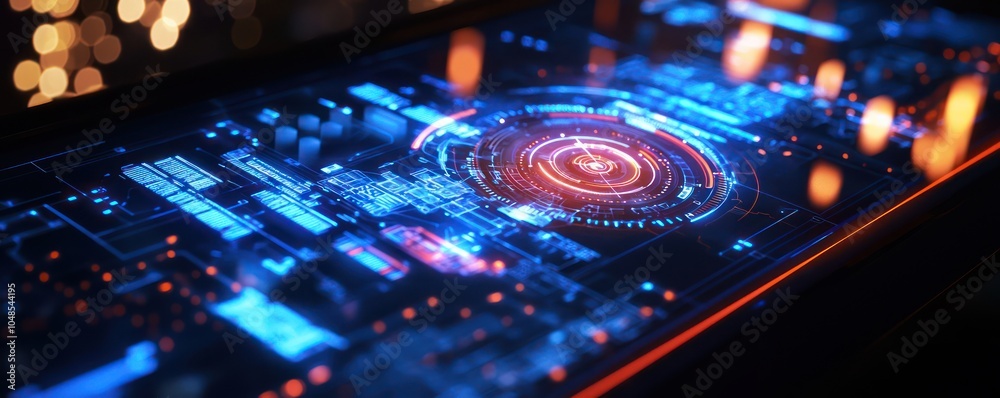 Obraz premium Interactive tables with digital compasses aid urban planners in infrastructure planning.