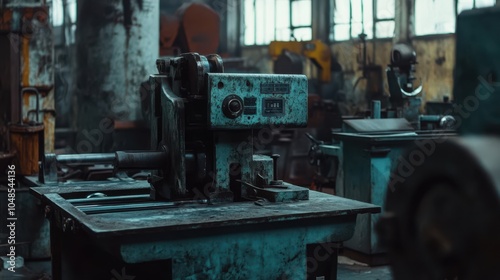 Metal bending machine in industrial workshop