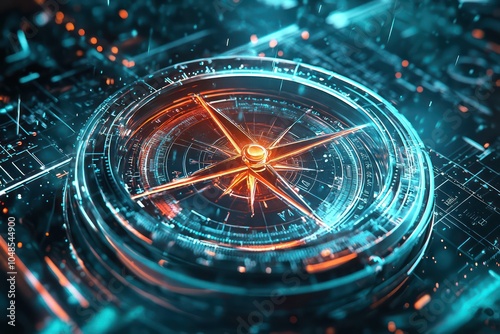 Wallpaper Mural Illustrations of a digital compass guiding towards futuristic German concepts. Torontodigital.ca