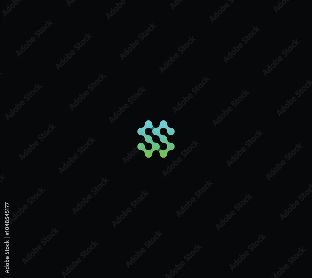 Minimal letter SS or NZ monogram with black background. Minimal letter SS or NZ monogram with black background.