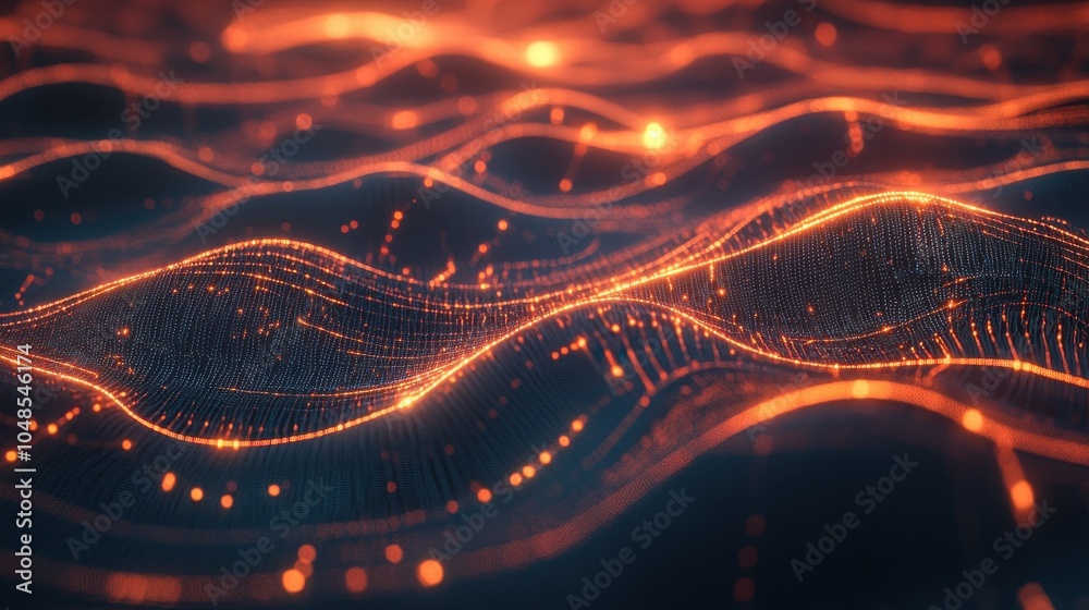 Abstract Orange Glowing Waves Background - Digital Technology and Data Visualization Concept. Abstract Orange Glowing Waves Background - Digital Technology and Data Visualization Concept.