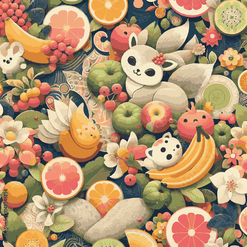 Abstract fruit and vegetable background design idea for stationery, decoration, wallpaper, stickers