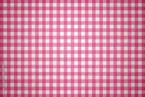 Trendy pink and white checkered background with wide-angle design