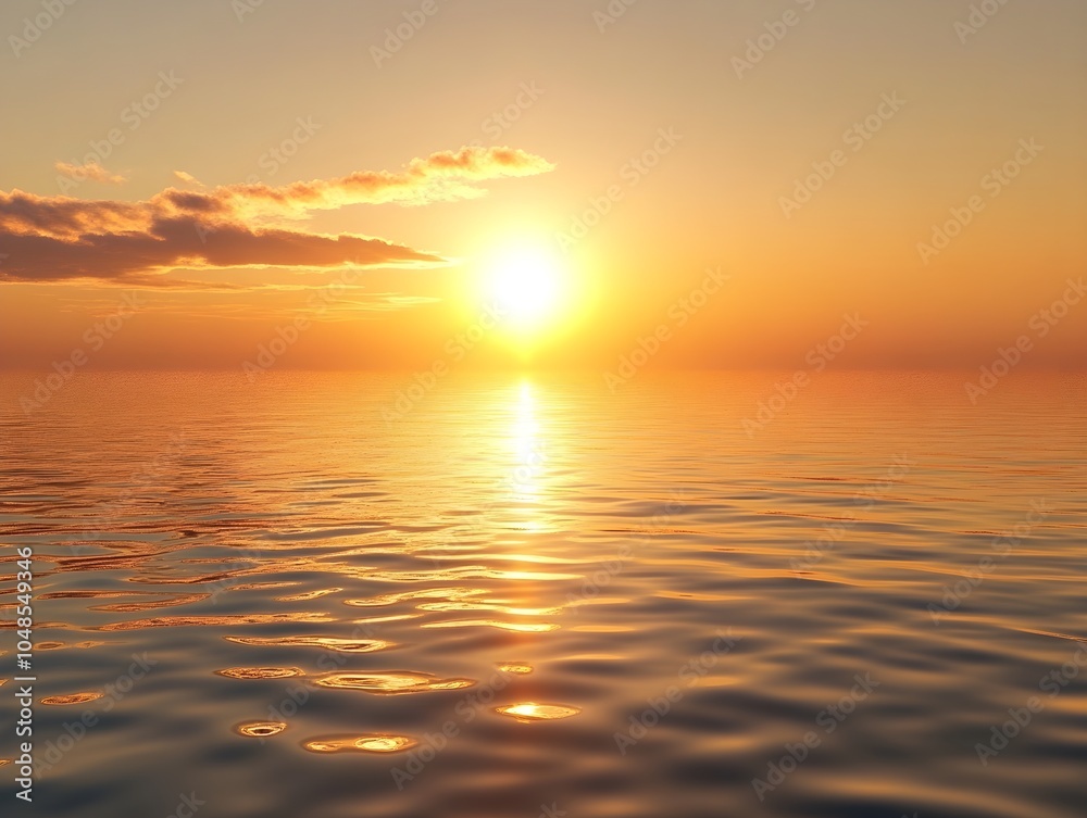 Obraz premium Serene Sunset Over Calm Ocean Waters