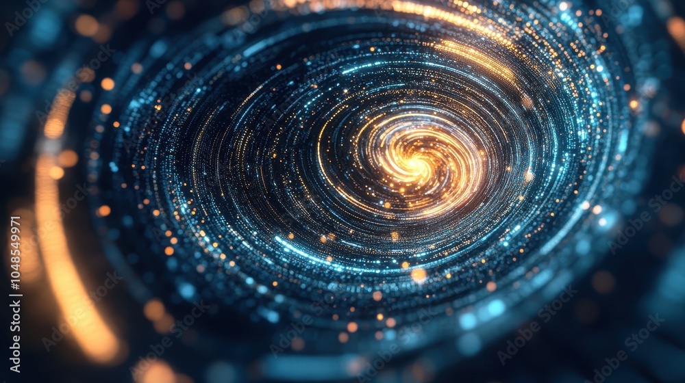 Abstract Blue and Gold Spiral of Light - Futuristic Technology Background. Abstract Blue and Gold Spiral of Light - Futuristic Technology Background.