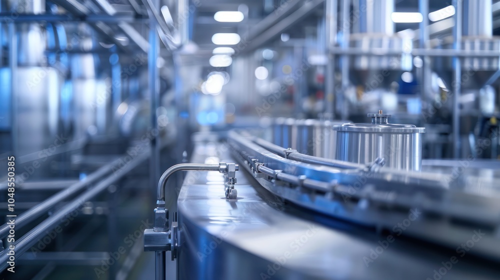 Fototapeta premium Close-up of a Conveyor Belt System in a Factory
