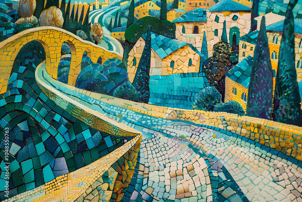 Obraz premium 石畳のある街並みの風景