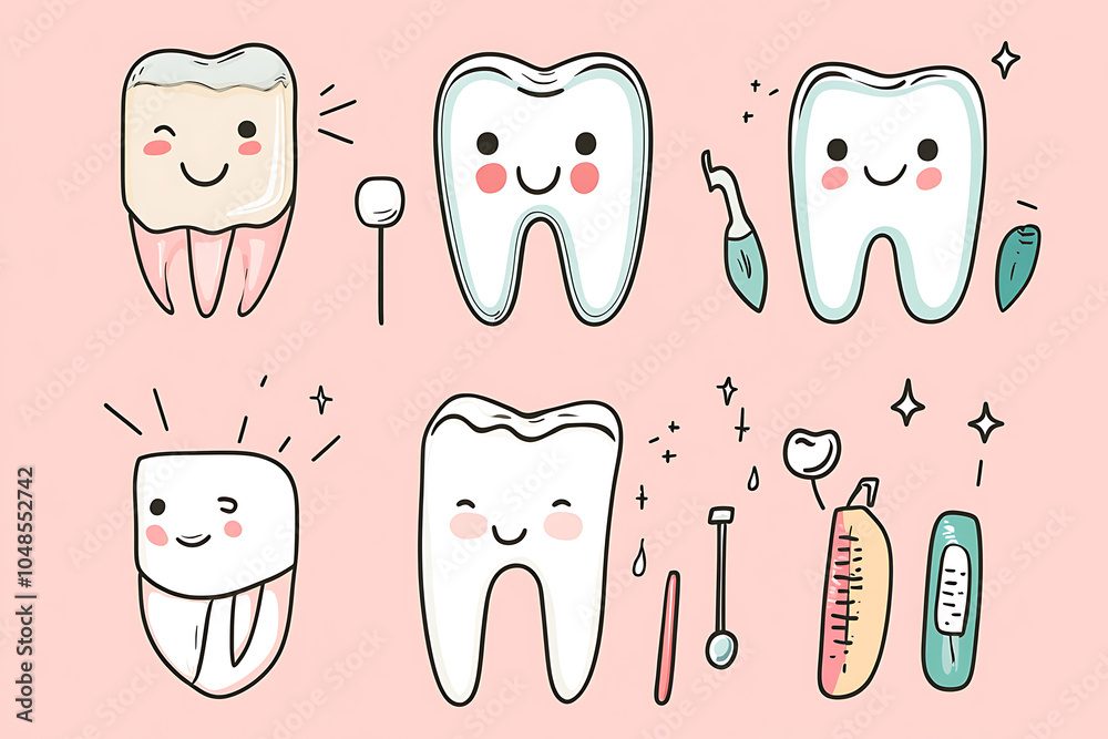 illustration on dental care, emphasizing health aspects and oral hygiene