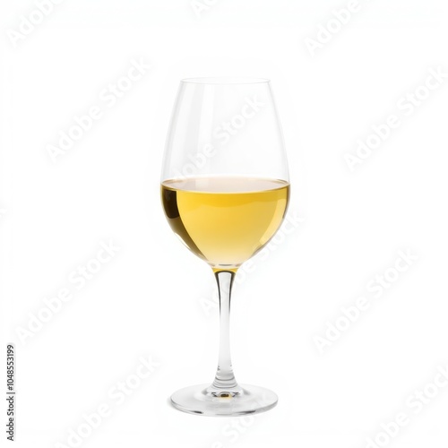 white Wine in glass isolated on white background full depth of field clipping path