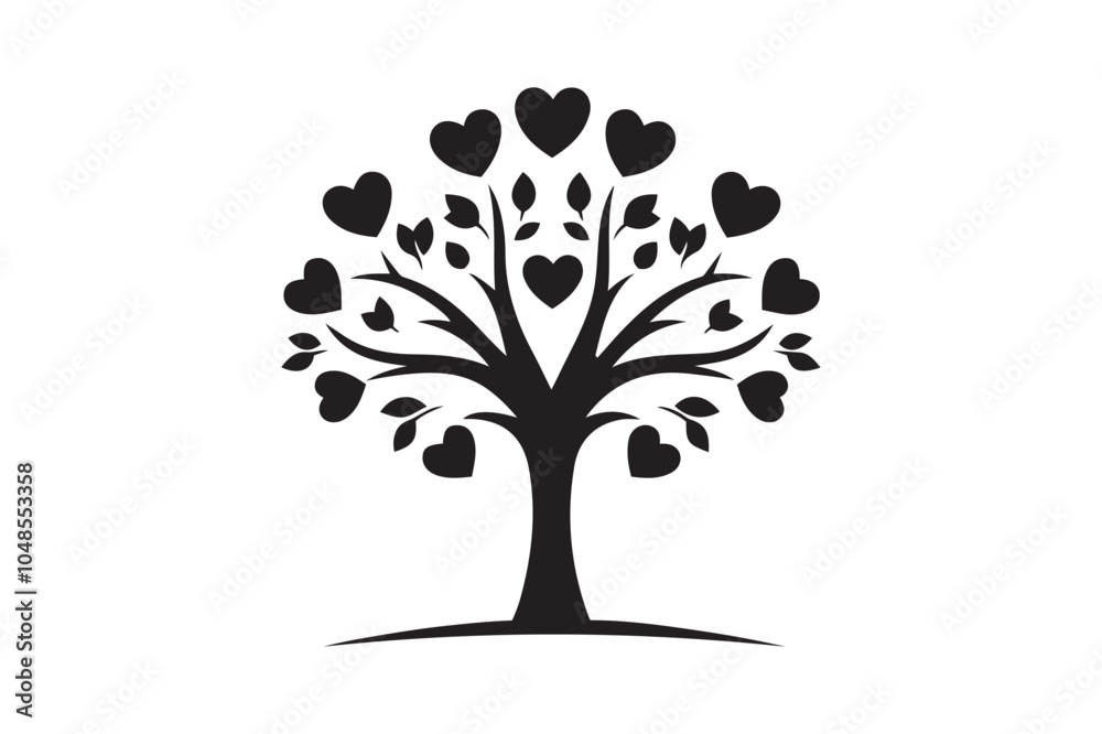Obraz premium Minimalist Heart Tree Vector Art Illustration