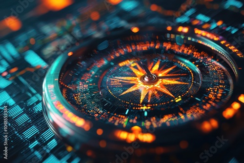 Wallpaper Mural Concept artwork of digital compasses steering financial strategies and business insights. Torontodigital.ca