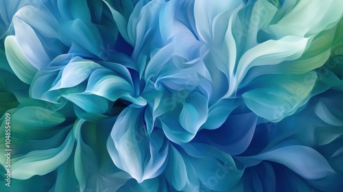 Abstract Blue and Green Swirling Pattern, Flowing Texture, Digital Art Background.