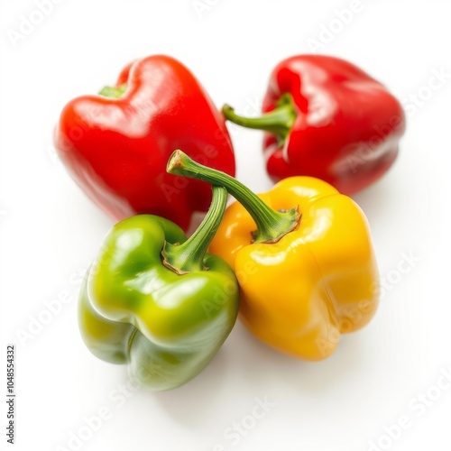 sweet pepper red green yellow paprika isolated on white background clipping path full depth of field