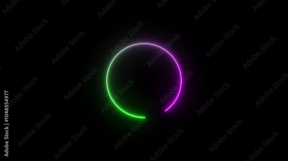 glowing neon circle icon black background 4k animation. glowing neon circle icon black background 4k animation.