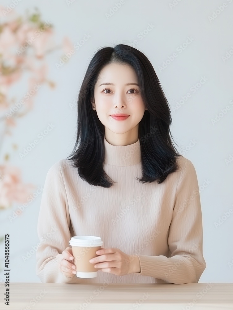 relaxed young woman sitting on sofa at home in winter relaxed young woman sitting on sofa at home in winter