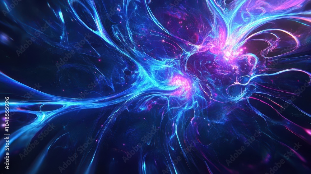 Abstract Blue and Purple Nebula with Glowing Light Streaks - Futuristic Cosmic Background Abstract Blue and Purple Nebula with Glowing Light Streaks - Futuristic Cosmic Background
