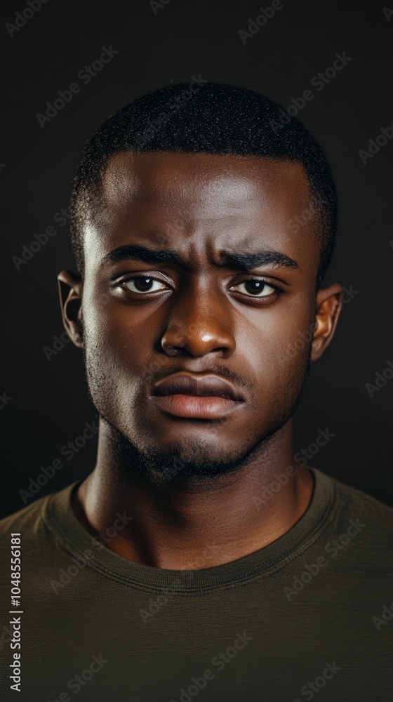 Close-Up Portrait of a Young Man with Intense Expression Close-Up Portrait of a Young Man with Intense Expression