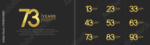 anniversary logo set. vector design golden color can be use for special moment photo