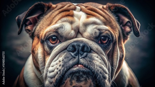 Angry English Bulldog Head Close-Up - Captivating Pet Photography for Dog Lovers