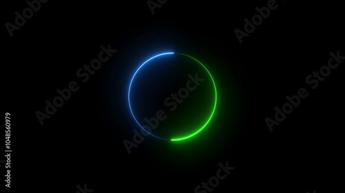 circle Neon glowing  color 4k illustration. circle loading black background 4k illustration.