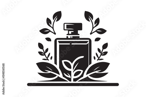 Perfume Bottle With Leaves Logo Icon Vector Illustration
