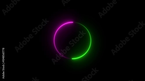circle Neon glowing  color 4k illustration. circle loading black background 4k illustration.