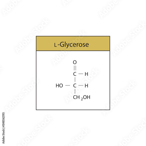 L-Glycerose skeletal structure diagram.Sugar compound molecule scientific illustration.
