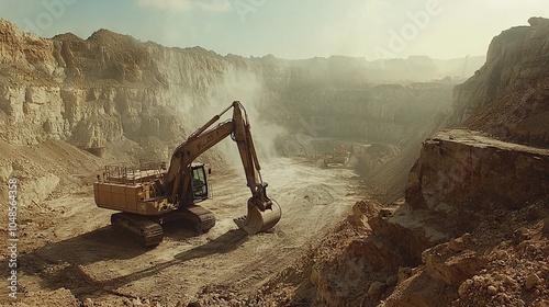 Wallpaper Mural Excavator Working in a Quarry Landscape Torontodigital.ca