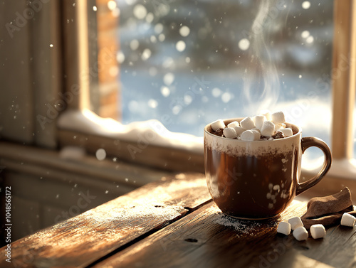 Steaming Cup of Hot Chocolate with Marshmallows