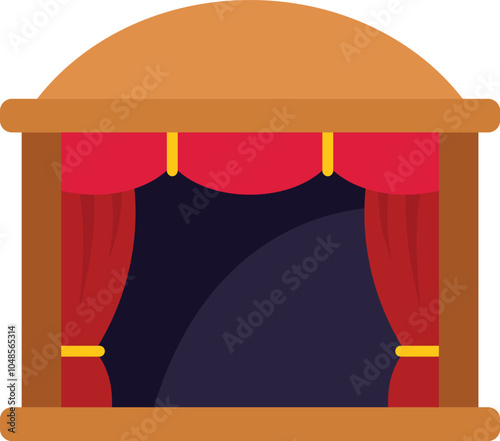 Classic theater stage with red curtains, ready for a performance to begin