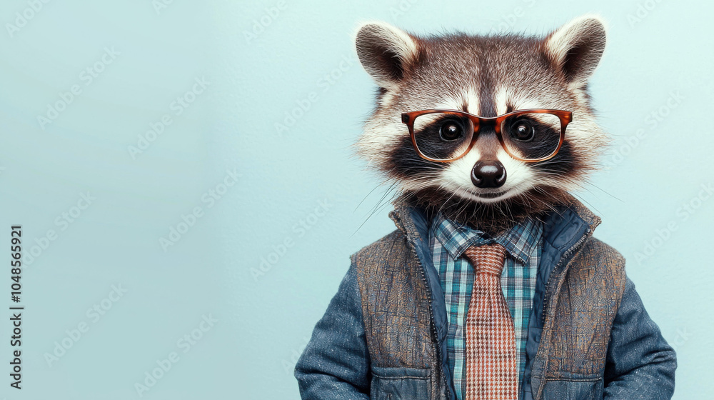 Raccoon Wearing Glasses and Tie Raccoon Wearing Glasses and Tie