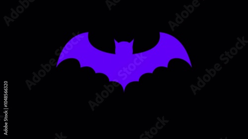 Loop of halloween bat flying in alpha transparent background
