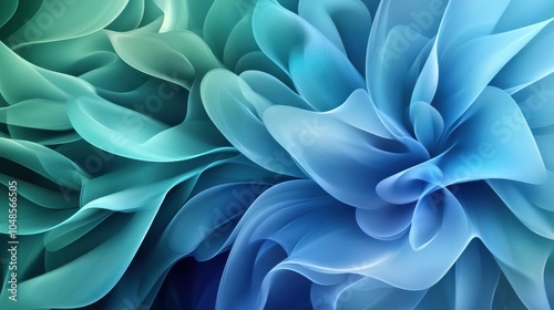 Abstract Blue and Green Swirling Fabric Background Texture.