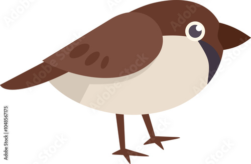 Cartoon drawing of a little brown and tan bird standing on two legs