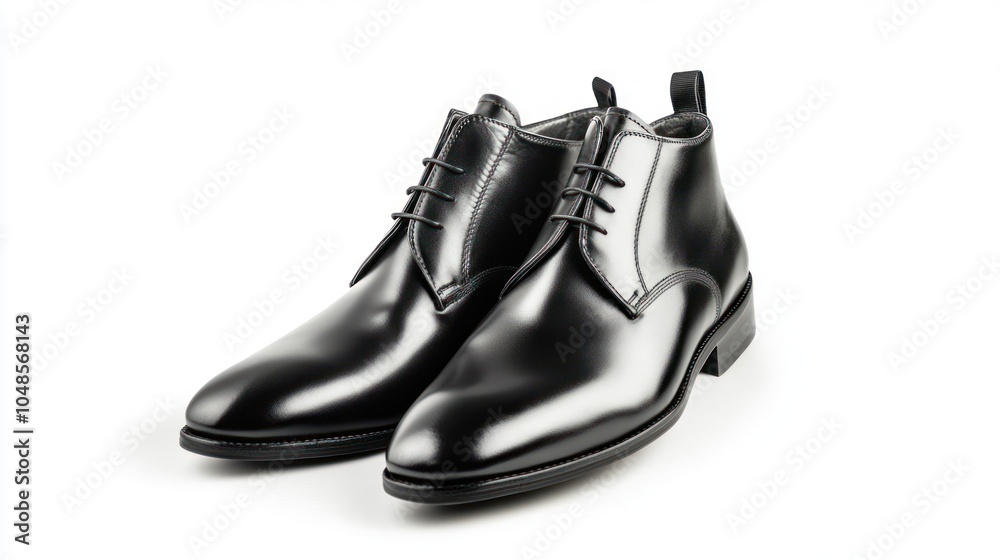 Pair of Black Leather Lace-Up Ankle Boots Pair of Black Leather Lace-Up Ankle Boots