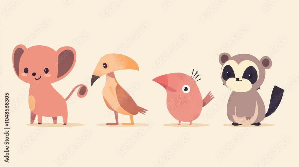 Naklejka premium Small Animal Role-Switching Illustration: A Whimsical Adventure