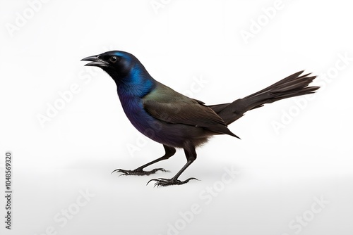 Common grackle bird on white background, Ai Generated photo