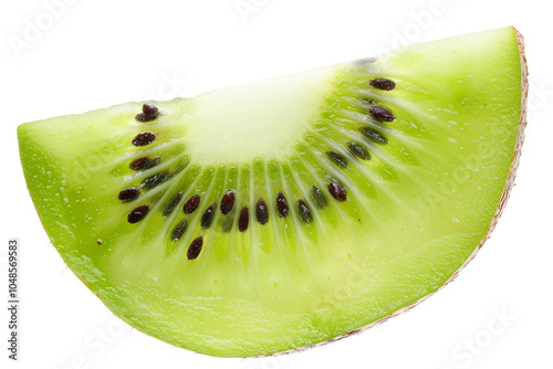 Exotic kiwi slice highlighting juicy core isolated on transparent background photo