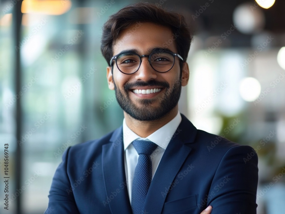 Fototapeta premium Professional Portrait of a Smiling Man in Business Attire