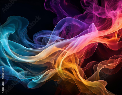 An AI-generated abstract image of colourful smoke