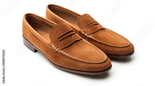 Wallpaper Mural Brown Suede Leather Loafers with White Stitching Torontodigital.ca